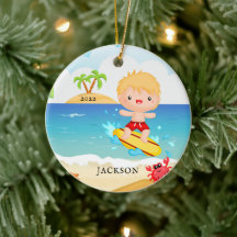 Chico surfista lindo Navidad personalizada