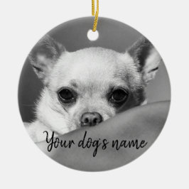 Adorno De Cerámica Chihuahua blanco y negro personalizada