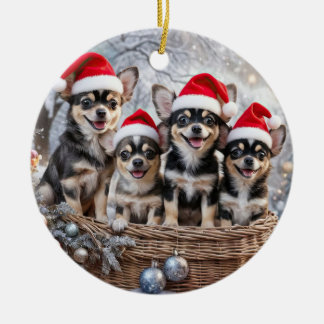 Adorno De Cerámica Chihuahua Cute Christmas Holiday