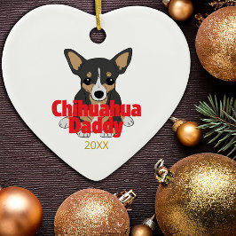 Adorno De Cerámica Chihuahua Daddy Black Tan Dog Date