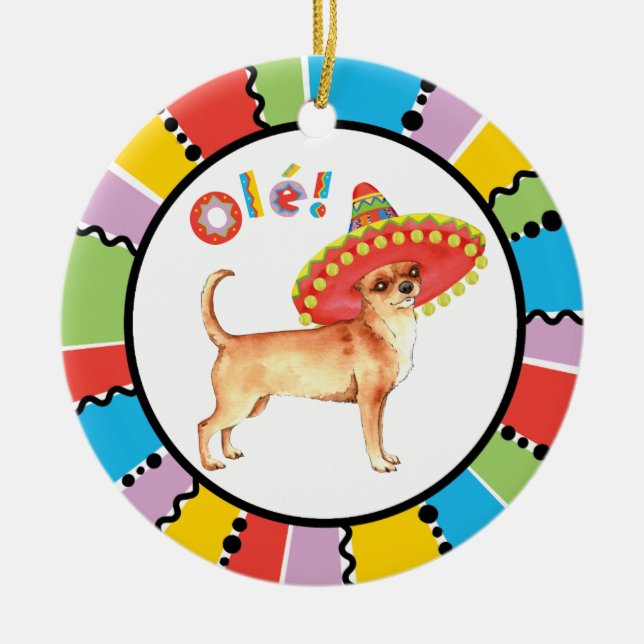 Adorno De Cerámica Chihuahua de la fiesta (Frente)