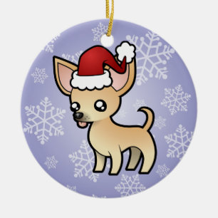 Adorno De Cerámica Chihuahua del navidad (capa lisa)