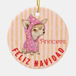 Adorno De Cerámica Chihuahua Feliz Navidad Felices vacaciones diverti