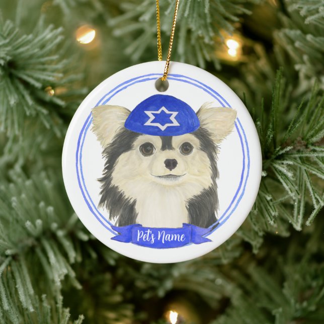 Adorno De Cerámica Chihuahua Hanukkah (Árbol)