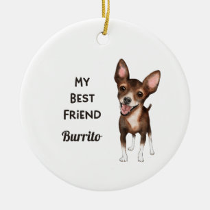 Adorno De Cerámica Chihuahua Mi mejor nombre personalizado de amigo