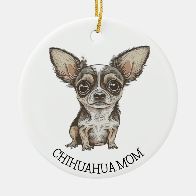 Adorno De Cerámica Chihuahua Mom | Perro Cute (Frente)