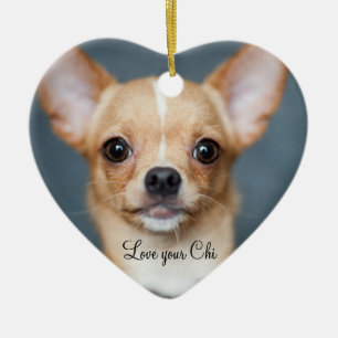 Adorno De Cerámica Chihuahua Navidad Ornament Corazón Añadir foto