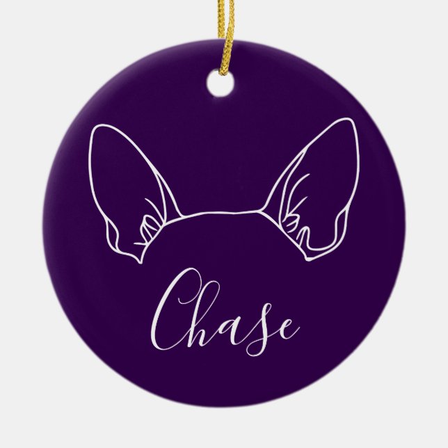 Adorno De Cerámica Chihuahua Ornament (Om Logo) (Frente)