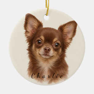 Adorno De Cerámica Chihuahua Personalizado con Nombre Personalizado