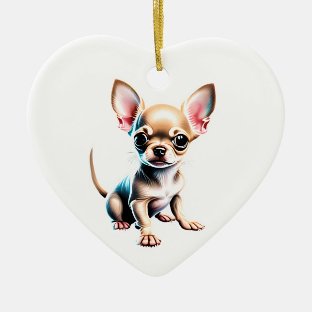 Adorno De Cerámica Chihuahua Puppy personalizado (Frente)