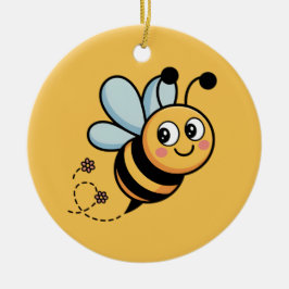 Adorno De Cerámica Child-Friendly Bee Mascot with Dotted Trail