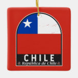 Adorno De Cerámica Chile Bandera Emblema de mal gusto<br><div class="desc">Símbolo chileno de aflicción con bandera y escudo de armas.</div>