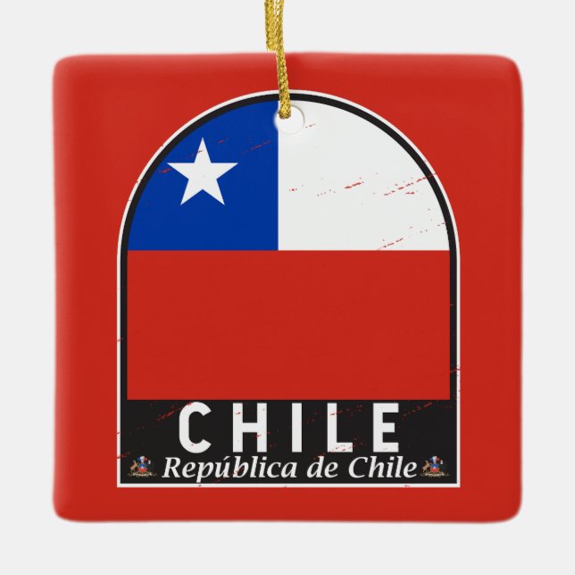 Adorno De Cerámica Chile Bandera Emblema de mal gusto (Anverso)