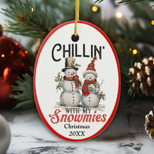 Adorno De Cerámica Chillin Con Mis Personalizados De Nieve Navidades