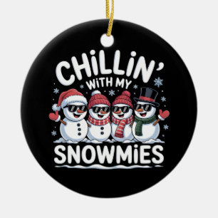 Adorno De Cerámica Chillin Con Mis Snowmies Navidades De Snowman