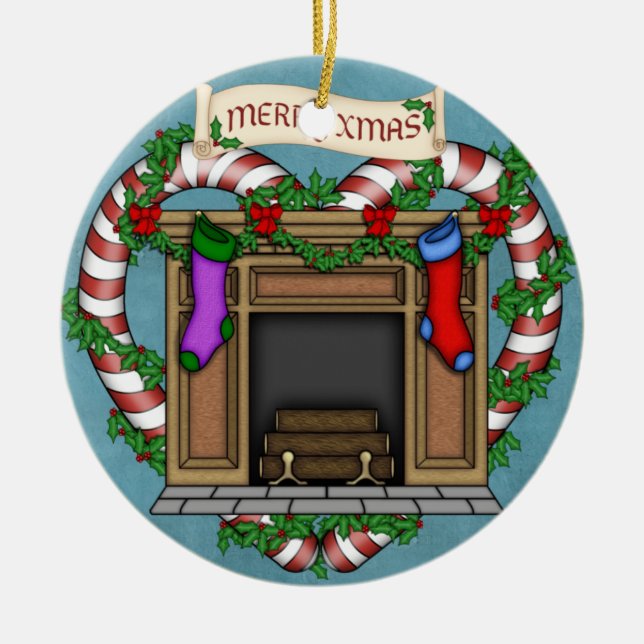Adorno De Cerámica Chimenea del navidad (Frente)