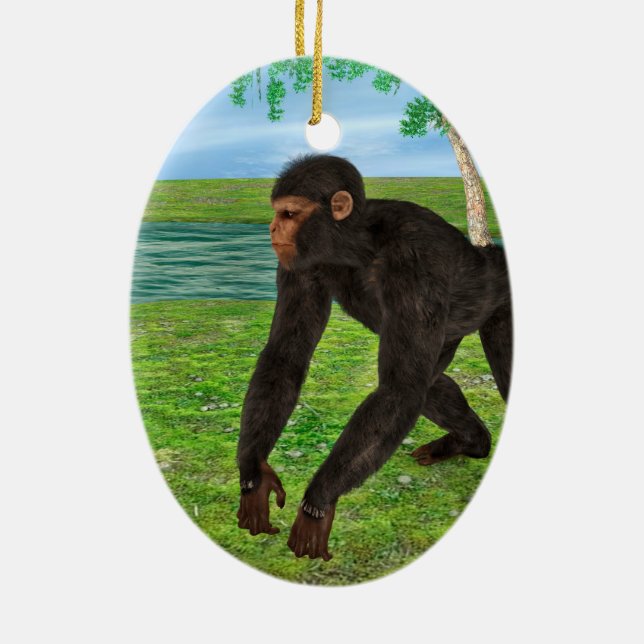 Adorno De Cerámica Chimpancé (Atrás)