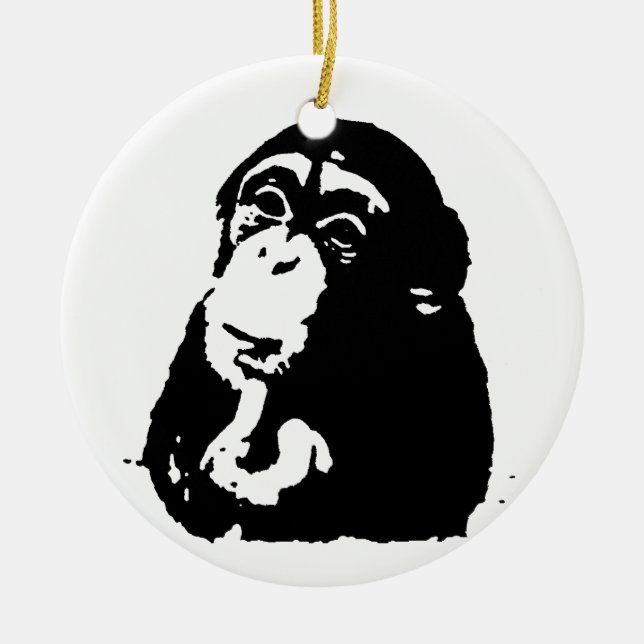Adorno De Cerámica Chimpancé de pensamiento de arte pop (Frente)