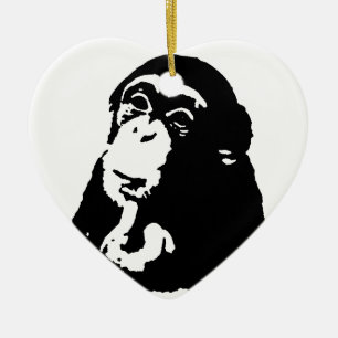 Adorno De Cerámica Chimpancé de pensamiento de arte pop