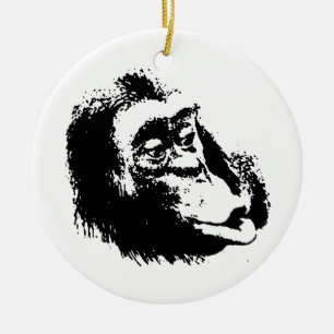 Adorno De Cerámica Chimpanzee divertido de Pop Art