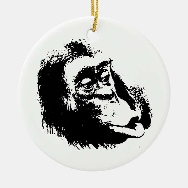 Adorno De Cerámica Chimpanzee divertido de Pop Art (Frente)