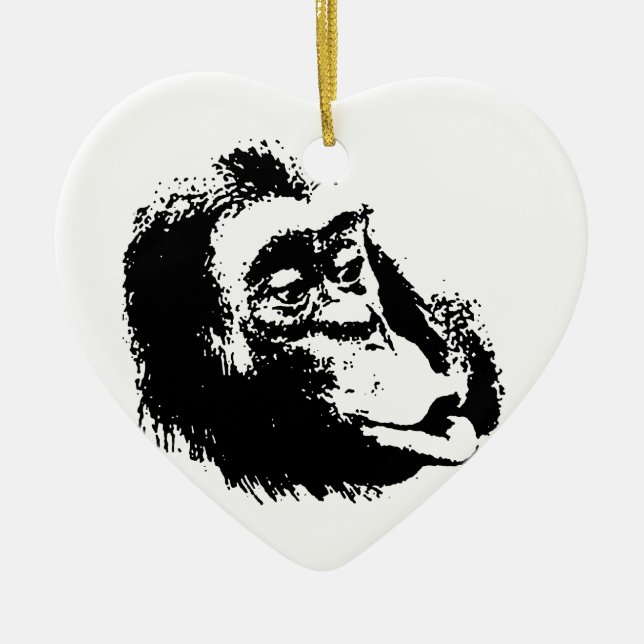 Adorno De Cerámica Chimpanzee divertido de Pop Art (Frente)