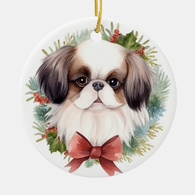 Adorno De Cerámica Chin Navidades japoneses escribieron una presentac (Frente)