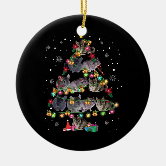 Adorno De Cerámica Chinchilla Árbol de Navidad Gracioso Roedores Aman (Frente)