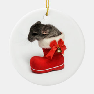 Adorno De Cerámica Chinchilla linda en el almacenamiento del navidad