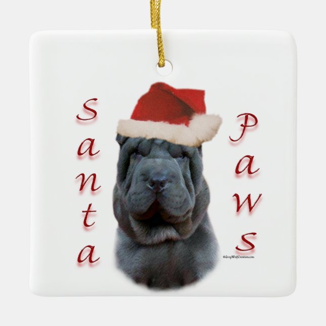 Adorno De Cerámica Chino Shar-Pei Santa Paws (Anverso)