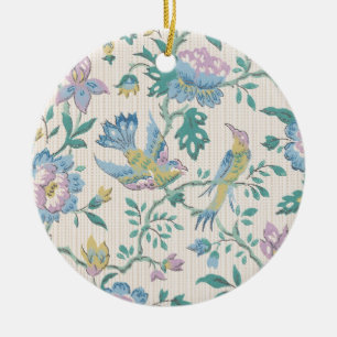 Adorno De Cerámica Chinoiserie Patrón Floral Pastel Vintage Pájaro