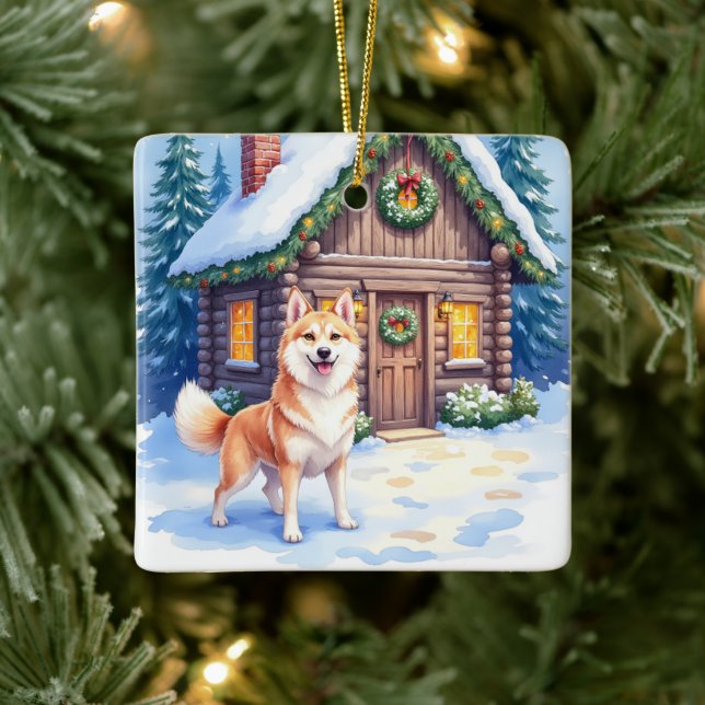 Adorno De Cerámica Chinook Rustic Log Cabin Christmas Art (Árbol)