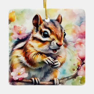 Adorno De Cerámica Chipmunk de primavera chattering