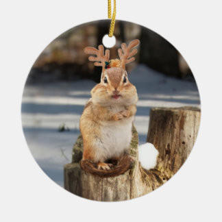 Adorno De Cerámica Chipmunk lindo con las astas