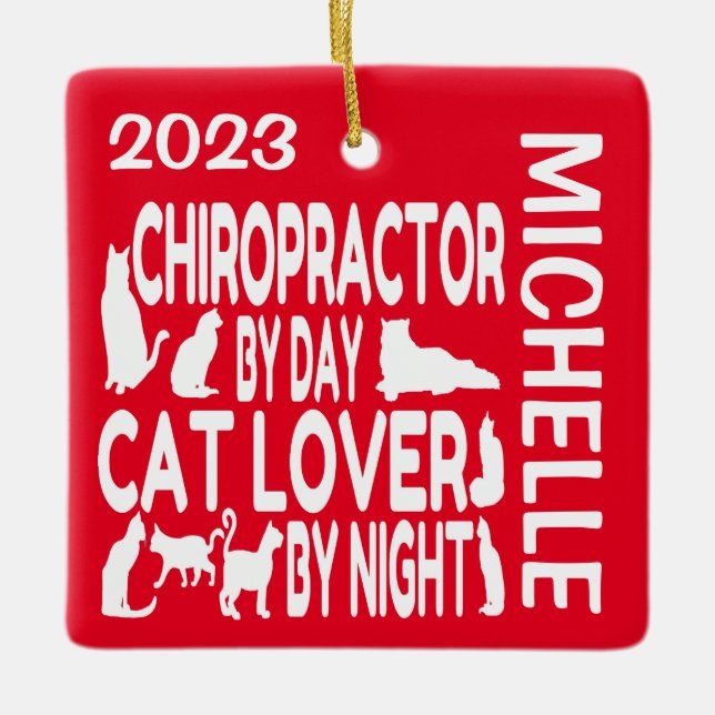 Adorno De Cerámica Chiropractor ama a los gatos PERSONALIZADO (Anverso)