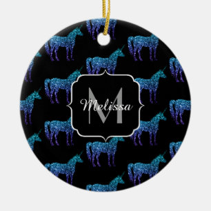 Adorno De Cerámica Chispas de unicornio patrón de ombre azul acuatico