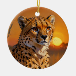 Adorno De Cerámica Chita africana al atardecer