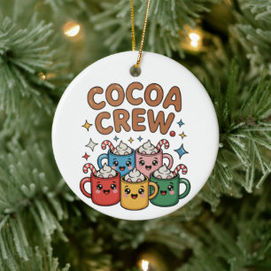 Adorno De Cerámica Chocolate Caliente Crew Kawaii Navidad Xmas