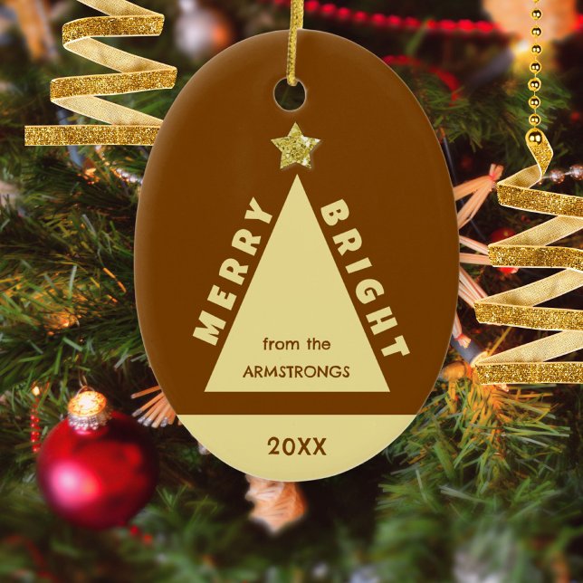 Adorno De Cerámica Chocolate Family Photo Minimalist Keepsake (Chocolate Merry Bright Family Photo Christmas Ceramic Ornament ©Susanne Sachers - Sunny Mind 🌞)