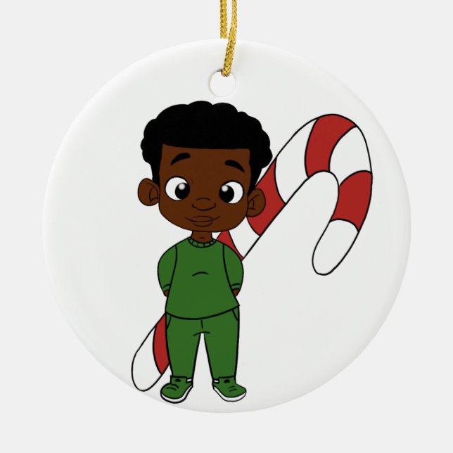 Adorno De Cerámica Chocolate Holiday Boy (Frente)
