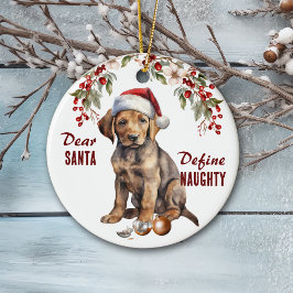 Adorno De Cerámica Chocolate Lab Puppy Define Navidades traviesos
