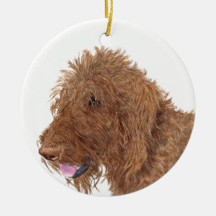 Adorno De Cerámica Chocolate Labradoodle