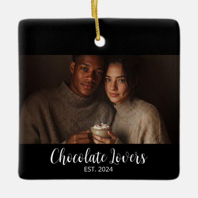 Adorno De Cerámica Chocolate Lovers Couple Established Photo Gift (Anverso)