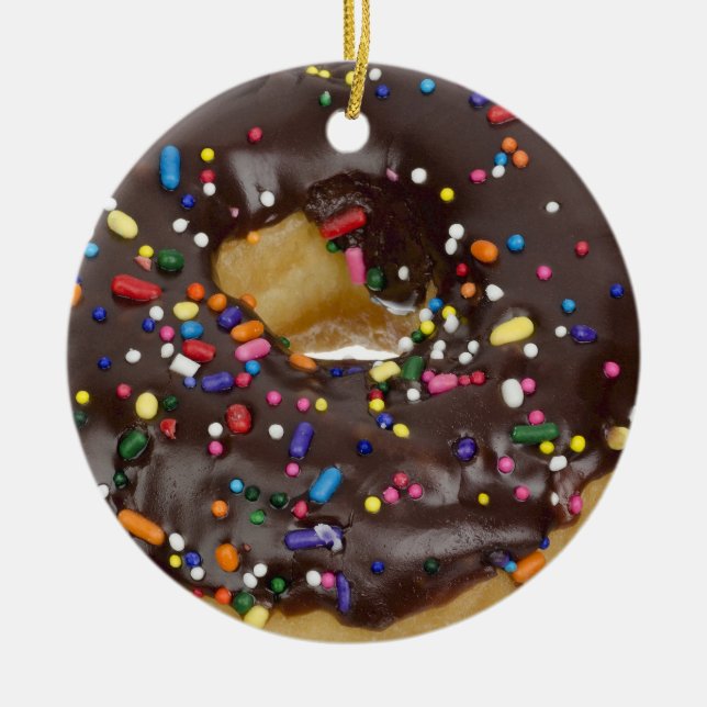 ADORNO DE CERÁMICA CHOCOLATE ORNAMENTAL DE DONUT CON SPRINKLES (Frente)
