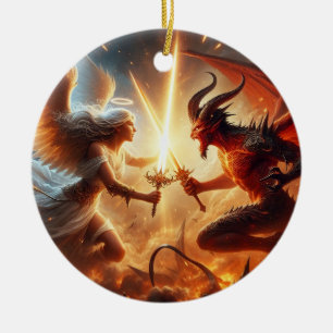 Adorno De Cerámica Choque celeste: rojo y oro