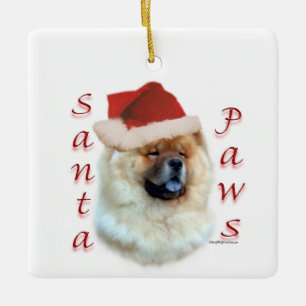 Adorno De Cerámica Chow Chow Santa Paws