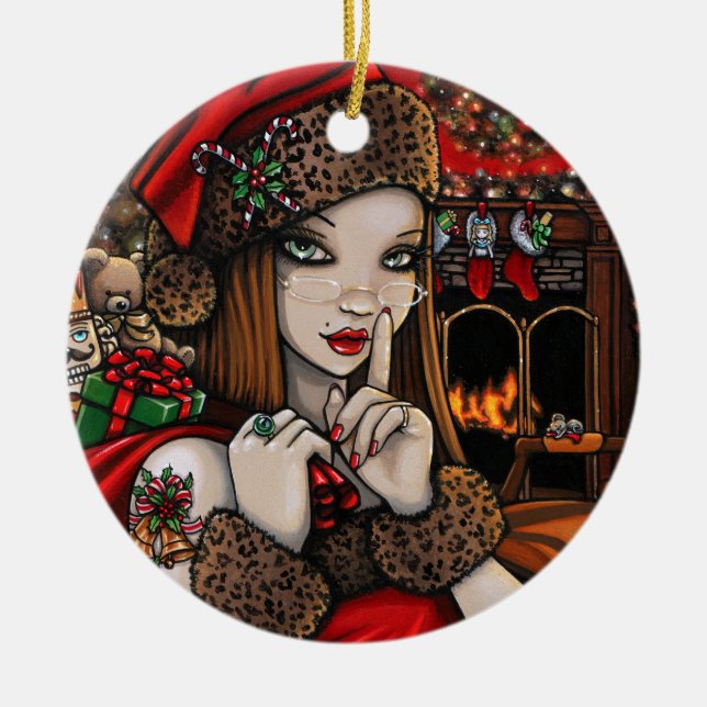 Adorno De Cerámica Chris Happy Holidays Navidades tradicionales (Frente)