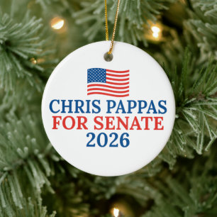 Adorno De Cerámica Chris Pappas para Senado Elección de Navidad 2026