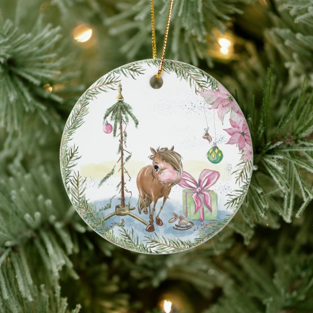 Adorno De Cerámica Christbaumschmuck mit süssem Pony (Árbol)