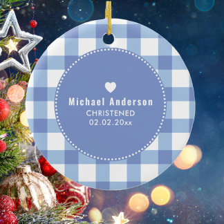 Adorno De Cerámica Christening Baptism Cute Baby Boy Photo Blue